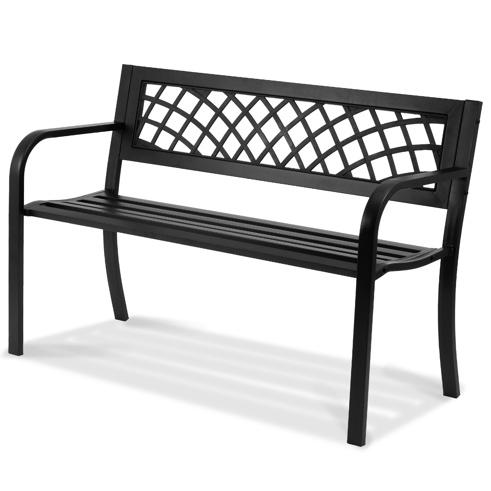 Outdoor Garden Bench With Backrest And Armrests For Patio Yard_voghion.com